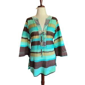 Hermanny by ViX | Beaded Cover-Up | Bell Sleeve | Boho Resort Wear | Small | NWT